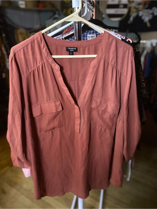 torrid Tops - torrid rust-colored V-neck Pocket Blouse